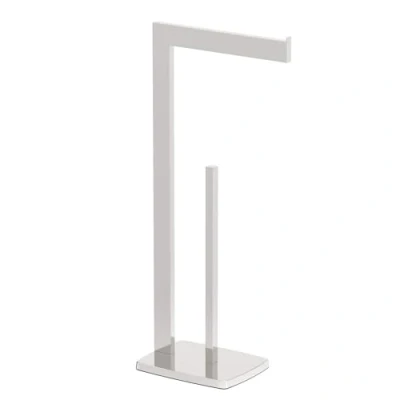 Image of BAYSTONE Toilet Roll Holder Freestanding Paper Storage Chrome Bathroom Free Standing Dispenser Square