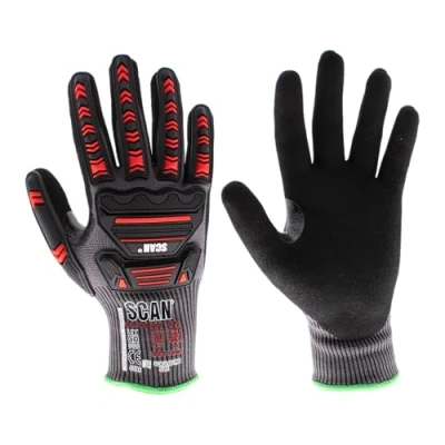 Image of Scan Impact Cut Resistant Level D Gloves, Nitrile Palm, Enhanced Grip, Conforms to EN 407 and 388, Size L