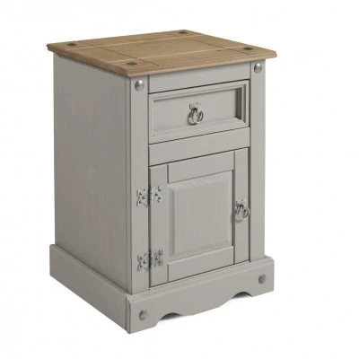 Image of Mercers Furniture Corona Grey Wax Medium Bedside Pot Cupboard