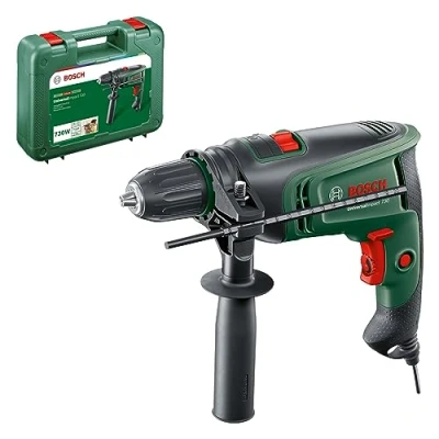 Image of Bosch Home and Garden Electric Hammer Drill UniversalImpact 730 (Precision Drilling in Masonry, Wood Steel; Watt Motor; Carrying Case)
