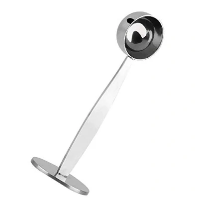 Image of Coffee Scoop 2 in 1 Stand Measure Spoon Espresso Stamp Stainless Steel Measuring and Tamping