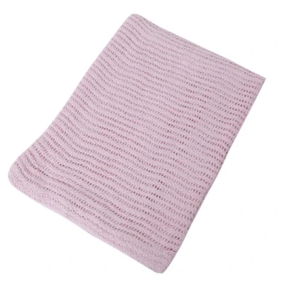 Image of Snuggle Baby Cellular 100% Cotton Large Cot/Crib Blanket (6 Colours) (100cm x 150cm) (Pink)