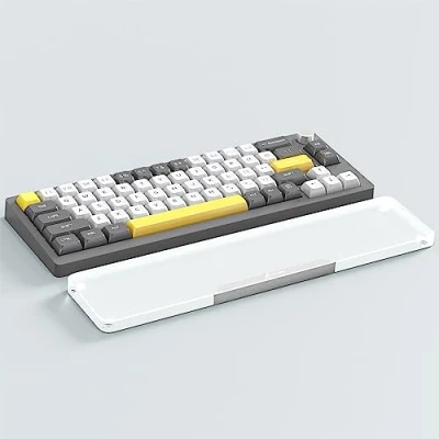 Image of Attack Shark 87 Keys Acrylic Wrist Rest, CNC Aluminum Alloy Palm Transparent Arm TKL 75% Layout Gaming Mechanical Keyboard Ergonomic Non Slip Base Support Quicksilver