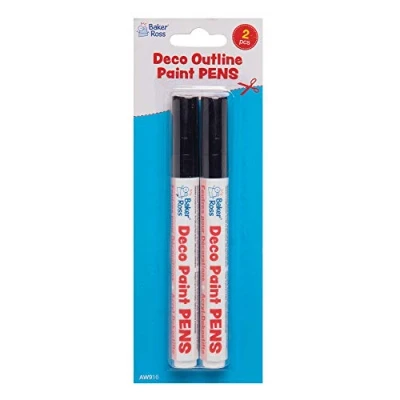 Image of Baker Ross AW916 Black Outline Deco Paint Pens (Pack of 2) Arts and Crafts for Kids