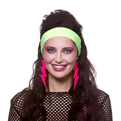 Image of Wicked Costumes Adults 80&#039;s Neon Green Headband Fancy Dress Accessory