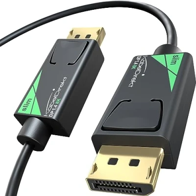 Image of KabelDirekt 8K / 60Hz DisplayPort Cable, DP 1.4 3m Slim Cable with 4.5mm diameter, for Gaming PCs/Laptops, high resolution 4K Monitors and ultra fast 144Hz 165Hz 240Hz