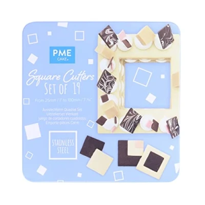 Image of PME SC20 Stainless Steel Square Cutters, Set of 19, Silver