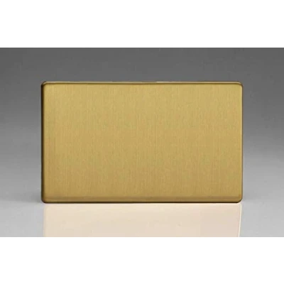 Image of Varilight 2G Blank Plate Dimension Screwless Brushed Brass XDBDBS