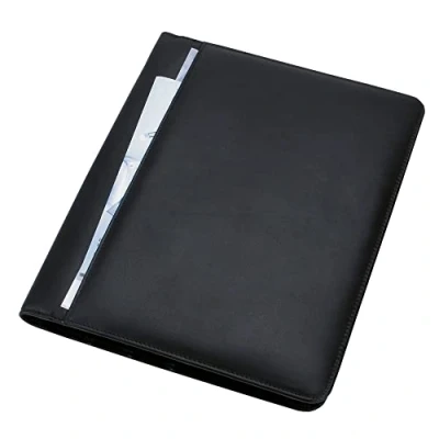 Image of Alassio Cremona 43006 1 Writing Case A4 Nappa Leather Document Folder Black Conference Approx. 32 x 25 2 cm for Documents with Calculator, Pad and Pockets