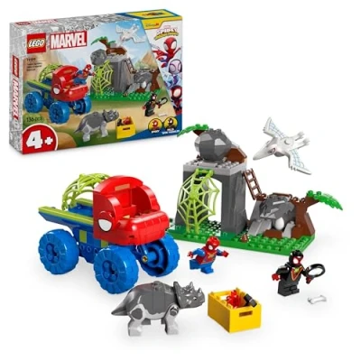 Image of LEGO Marvel Team Spidey Dino Crawler Rescue Truck, Buildable Super Hero Vehicle Toy and Dinosaur Set, Gift for 4 Plus Year Old Boys, Girls Fans of the His Amazing Friends Show 11199