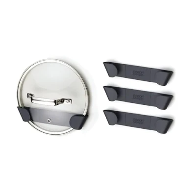 Image of Joseph Cupboard Store Set of 4 Pot and Pan Lid Holders Self Adhesive Wall Mount Storage Organiser, Suitable for Lids from 16 cm to 24 cm, 3M VHB Tape Included, Grey