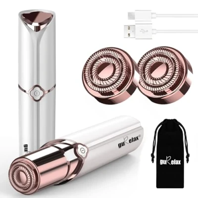 Image of Facial Hair Remover for Women,Hair Removal Device Women Rechargeable,Epilator Face Included 2 x Replacement Heads,Painless Lady Shavers,for Lip,Mustache, Chin