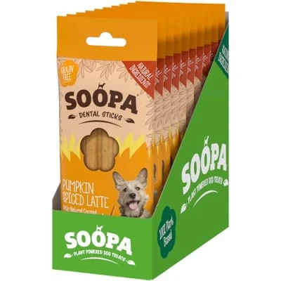 Image of 10 Pack Soopa Pumpkin Spiced Latte Dog Dental Sticks