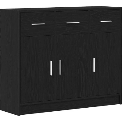 Image of vidaXL Sideboard Black Oak 91x28x75 cm Engineered Wood