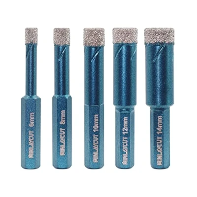 Image of Porcelain Tile Drill Bits Set 6/8/10/12/14mm MINLAYCUT Diamond Hole Saw Kit with Hex Shank for Ceramic Granite Marble