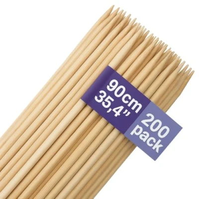 Image of MATANA Pack of 200 Extra Long Marshmallow Roasting Sticks, 90cm/35 Inches (0.6cm/6mm Thick) XL Wooden Skewers for Toasting Smores, Grilling, Bonfires, Camping, Parties Sturdy &amp; 100% Natural
