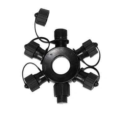 Image of Festive Lights ConnectPro Lighting Accessories Connectable Outdoor Waterproof Rubber Cable (5 Port Ring Connector, Black)