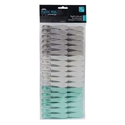 Image of JVL Extra Strong Clothes Pegs, Pack of 36, Aqua (19 282)
