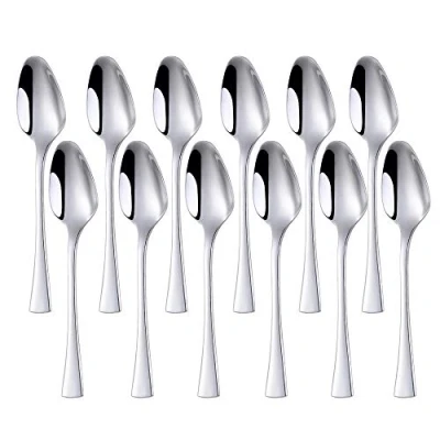 Image of Meisha Stainless Steel Teaspoons, Set of 12, Tea Spoons Use for Home, Kitchen or Restaurant Silver