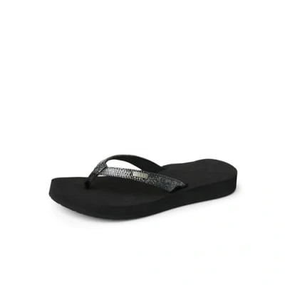 Image of Reef Women&#039;s Star Cushion Sassy Flip Flops, Black Silver, 9 UK