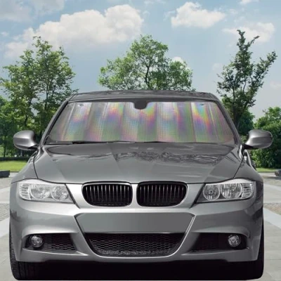 Image of CAR+ LASER40 Laser Front Sun Shade Block Folding Windscreen, Silver