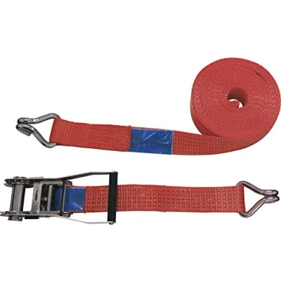 Image of Petex 43193912 Ratchet Tie Down Strap 2 Pieces 8 M 50 mm 2000/4000 daN, Double Claw Hook, 23 cm Red