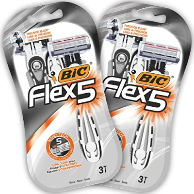 Image of BIC Flex 5 Disposable Men&#039;s Blade Razors with Moveable Blades for a Close Shave, Solid Control, Pack of 6