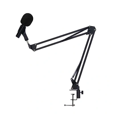 Image of FiNeWaY Professional Adjustable Microphone Desktop Arm Folding Scissor Suspension Stand Holder/Shock Mount/Adjustable w Solid Boom Mic Clip Perfect for Mounting on Desk Table Top Recording