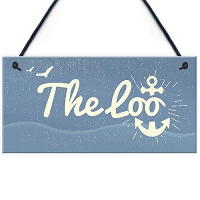 Image of RED OCEAN The Loo Bathroom Signs Seaside Plaques Nautical Gift Shabby Chic Vintage Home Decor