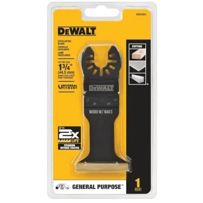 Image of DEWALT Oscillating Tool Blade for Wood with Nails, Wide, Titanium Nitride Coated (DWA4204), Black