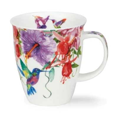 Image of Dunoon Nevis 0.48 Litre Fine Bone China Mug Hummingbirds (Purple)