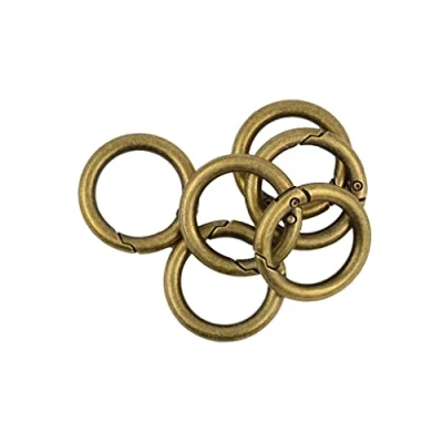 Image of SM SunniMix 6Pcs 28mm Mini Round Snap Open Hooks Key Carabiner Camping , Bronze