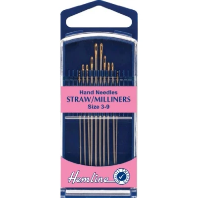Image of Hemline H287G.39 Gold Eye Straw/Milliners Hand Sewing Needles 10 Pk Sizes 3 9 by