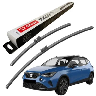 Image of Silbak Windscreen Wipers, for SEAT ARONA (07/2017 ONWARDS) Wiper Blades, 650mm/450mm, Front Blades Set Accessories,