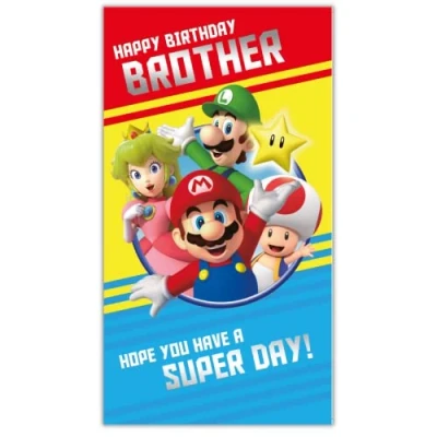 Image of Super Mario Official Brother Birthday Card, Card for Brother,9 X 5 inch