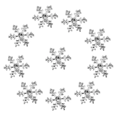 Image of 10pcs Glass Buttons Snowflake Snow Seam Hair Decoration Craft Gift Christmas DIY 14 mm