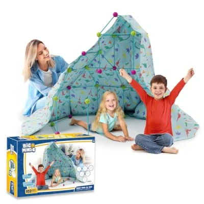 Image of Xtrem Projects Build Your Cabin Xl Den Building Kit 102 Pieces Tent For Kids Gilrs And Boys Toys Age 5 Fort Outdoor Games Kits