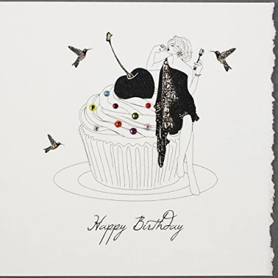 Image of Happy Birthday / Cupcake Handmade Open Card S2