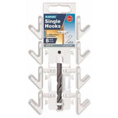 Image of Plasplugs SSH551US Single Hook Installation Kit White Cd/8 (Pack of 10)