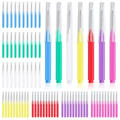 Image of 70 Pieces Interdental Brushes, Toothpicks Tooth Flossing Head, Dental Floss Stick Oral Hygiene Brush, Mini Teeth Cleaner for Cleaning Gaps Between