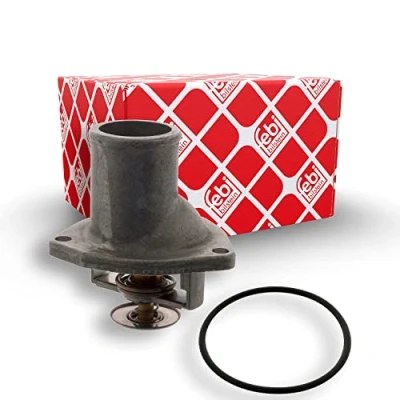 Image of 090232012, 090264080, 095517662, 90232012, 90264080 Engine thermostat FEBI BILSTEIN 04755 92, 107C with seal ring VAUXHALL: Omega Estate, Calibra