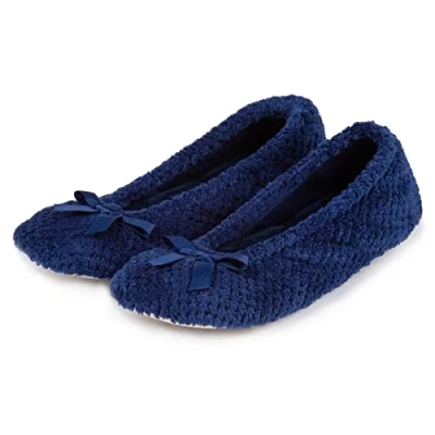 Image of Isotoner Women&#039;s Ladies Popcorn Ballet Slippers, Blue (Navy), S UK