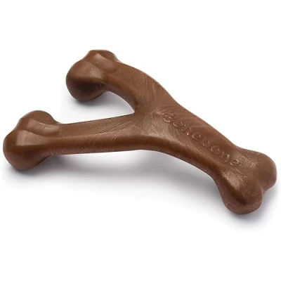 Image of Benebone Indestructible Wishbone Dog Chew Toy For Aggressive Chewers, Long Lasting Tough Boredom Breaker Dogs, Real Peanut Flavour, Giant Breeds, Made in the USA.