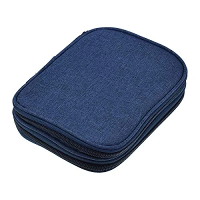 Image of Sharplace Crochet Hook Case, Organizer with Web Pockets for Various and Knitting Accessories (No Included), Blue