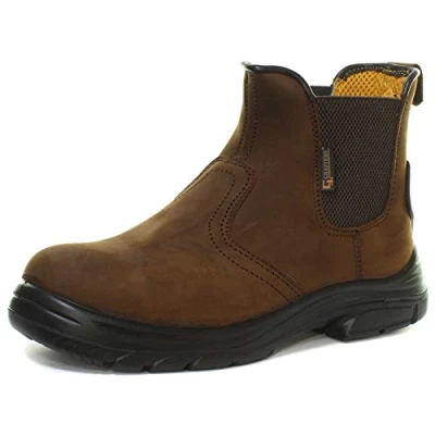 Image of MENS GRAFTERS BROWN LEATHER WIDE FITTING CHELSEA DEALER SAFETY BOOTS M9509B (UK12)