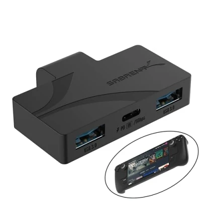 Image of SABRENT USB Type C 3 Port Gaming Hub for Steam Deck 5Gbps 3.2, Dual A Ports, PD Charging, Compact Design (HB STDK)