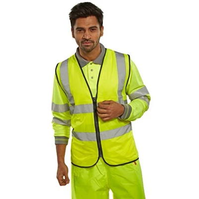 Image of HI VIZ WAISTCOAT ZIP FASTENED SATURN YELLOW 4XL