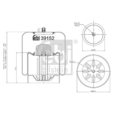 Image of 9423203521, A9423203521 Boot, air suspension FEBI BILSTEIN 39152 Rear Axle Left, Right