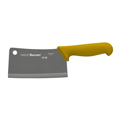 Image of Starrett Chef&#039;s Cleaver Knife BKY509 6 Wide Rectangular 6&quot; (150mm) Professional Kitchen Blade Yellow Handle Ultra Sharp Vegetable &amp; Meat Butcher
