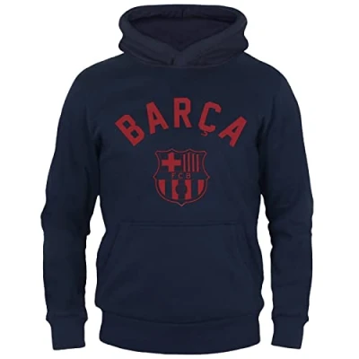 Image of FC Barcelona Official Football Gift Boys Graphic Fleece Hoody 8 9 Yrs MB Navy Blue